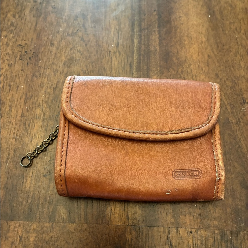 Coach British Tan Leather Multifunction Keychain Wallet Vintage 7219